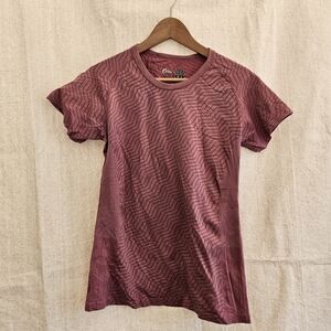 ZYIA Active Chevron Pink Poppy Copper Infused Stretch tee Large